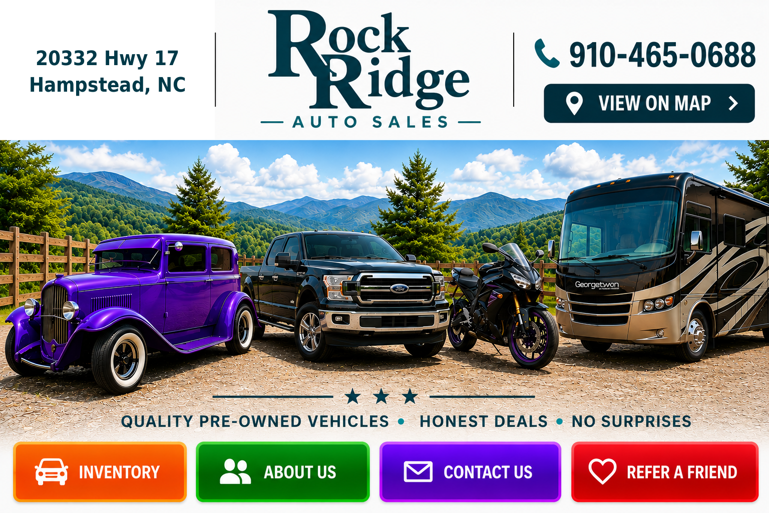 Rock Ridge Auto Sales — quality pre-owned vehicles, honest deals, no surprises